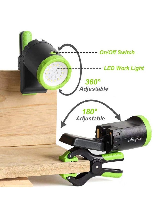 SEAMAGIC - قطعتان من مصابيح العمل LED القابلة لإعادة الشحن، مصابيح كاشفة قابلة للتعديل بزاوية 360 درجة مع قاعدة مغناطيسية، مصابيح بمشبك للشواء، ورشة العمل، موقع البناء، إصلاح السيارات والاستخدام المنزلي - Image 2