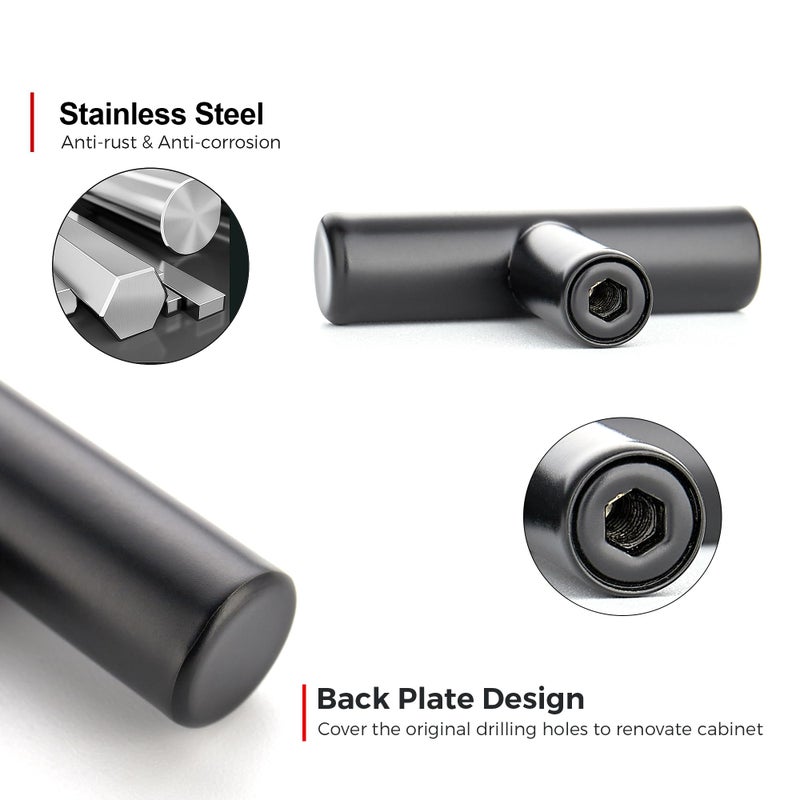 JOY DECOR 30 Pack 2 Inch Cabinet Pulls Kitchen Cabinet Handles with Single Hole Matte Black Cabinet Hardware Stainless Steel Kitchen Drawer Pulls for Cabinets Cupboard,Wardrobe - Image 4