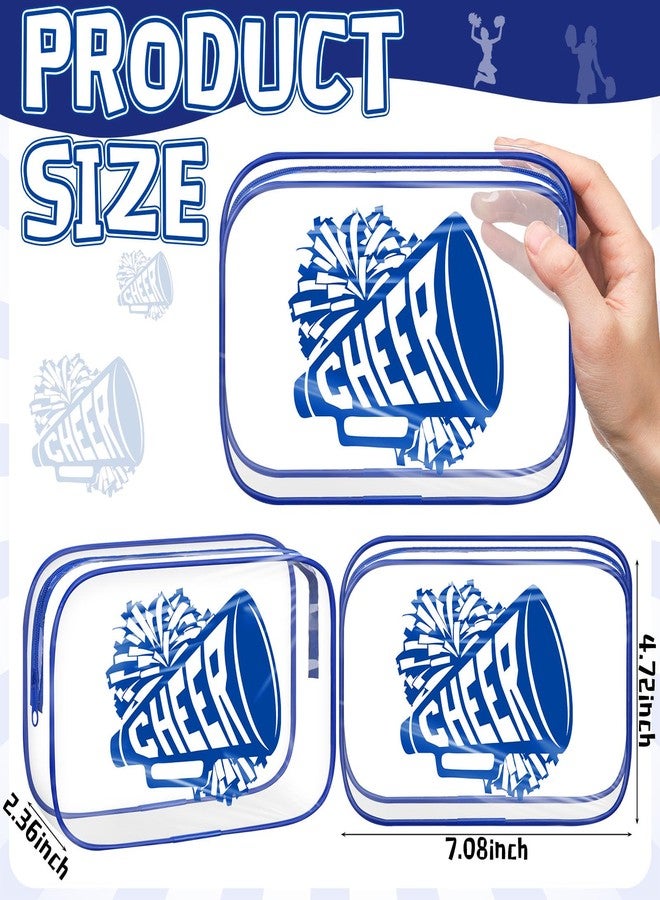 Kacctyen 12 Pcs Cheer Makeup Bag Cheer Gifts Bulk for Team 7 x 4.7 x 2.4'' Cosmetic Bag Cheerleader PVC Makeup Case Clear Toiletry Zipper Pouch for Cheerleading Teammates Party Supplies(Dark Blue) - Image 2
