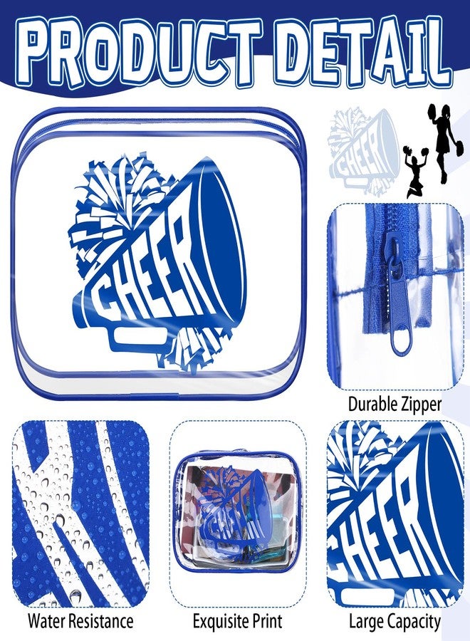 Kacctyen 12 Pcs Cheer Makeup Bag Cheer Gifts Bulk for Team 7 x 4.7 x 2.4'' Cosmetic Bag Cheerleader PVC Makeup Case Clear Toiletry Zipper Pouch for Cheerleading Teammates Party Supplies(Dark Blue) - Image 3
