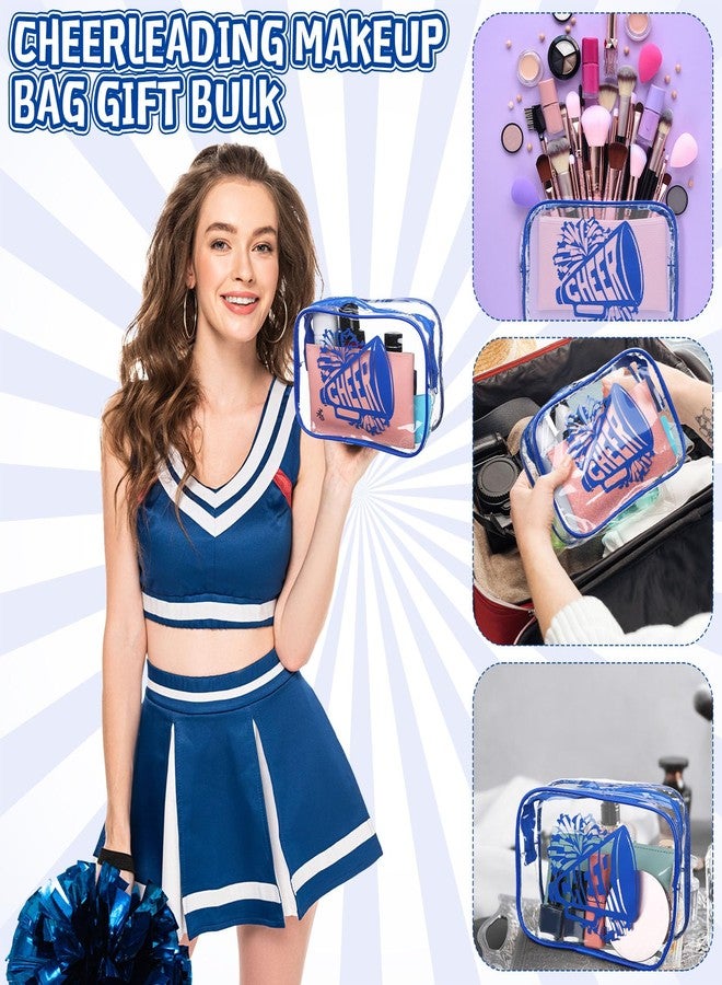 Kacctyen 12 Pcs Cheer Makeup Bag Cheer Gifts Bulk for Team 7 x 4.7 x 2.4'' Cosmetic Bag Cheerleader PVC Makeup Case Clear Toiletry Zipper Pouch for Cheerleading Teammates Party Supplies(Dark Blue) - Image 5