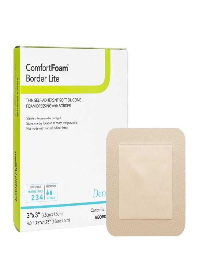 DermaRite's ComfortFoam Border Lite, Thin Foam Wound Dressing - Flexible Soft Silicone, Self Adhesive, No Natural Rubber Latex - 3 in. x 3 in., 1 Count, 10 Packs, 10 Total - Image 1