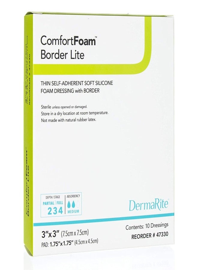 DermaRite's ComfortFoam Border Lite, Thin Foam Wound Dressing - Flexible Soft Silicone, Self Adhesive, No Natural Rubber Latex - 3 in. x 3 in., 1 Count, 10 Packs, 10 Total - Image 3