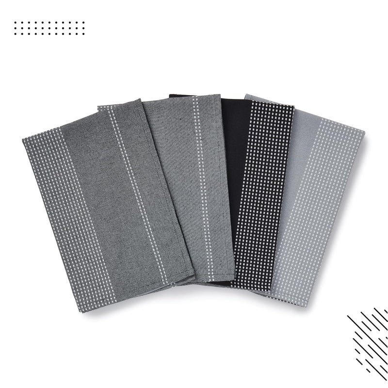 Encasa XO Encasa XO Cotton Kitchen Towel Set Super Absorbent 70X45 Cm Tea Towels Dish Cloths For Washing Up Drying Dishes And Cleaning Ultra Soft And Durable Pack Of 4 Grey - Image 3