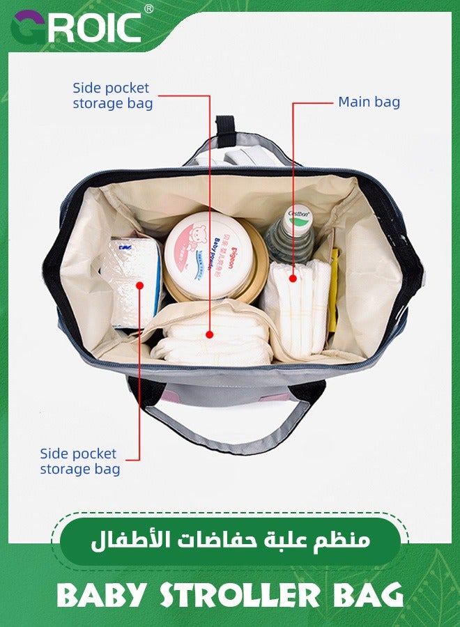 GROIC حقيبة ظهر للحفاضات، حقيبة ظهر متعددة الوظائف للسفر، حقائب تغيير حفاضات الأطفال، حقائب أطفال مع جيوب معزولة، حقائب حفاضات للأطفال، سعة كبيرة، مقاومة للماء وأنيقة - Image 4