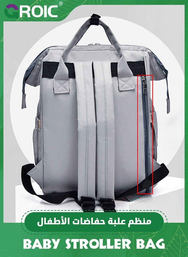 GROIC حقيبة ظهر للحفاضات، حقيبة ظهر متعددة الوظائف للسفر، حقائب تغيير حفاضات الأطفال، حقائب أطفال مع جيوب معزولة، حقائب حفاضات للأطفال، سعة كبيرة، مقاومة للماء وأنيقة - Image 5