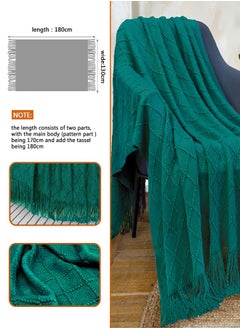 وهاواي Knitted Tassel Blankets, Super Soft Cozy Lightweight Decorative Throw Blankets for Couch , Bed, Sofa, Outdoor Throw Blanket All Seasons 127x178CM（GREEN）  - Image 2