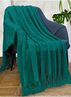 وهاواي Knitted Tassel Blankets, Super Soft Cozy Lightweight Decorative Throw Blankets for Couch , Bed, Sofa, Outdoor Throw Blanket All Seasons 127x178CM（GREEN）  - Image 4