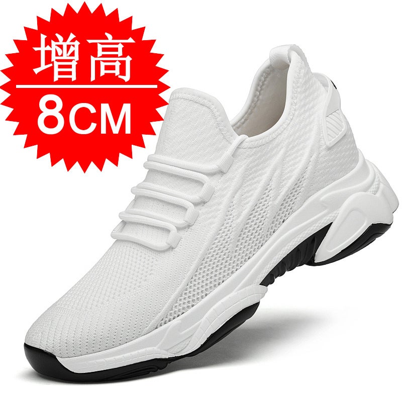 Thick soles increased shoes men's shoes 8cm spring and summer new 2022 fly woven casual sneaker torre shoes ins tide - Image 1