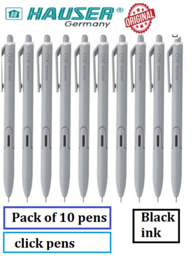 Hauser Germany Original XO RT  Ball Pen | Sleek Body & Minimalistic Design | Matt Finish & Solid Body Type | Low Viscosity Ink With Ultra Durable Tip | Black Ink, Set Of 10 pens - Image 1