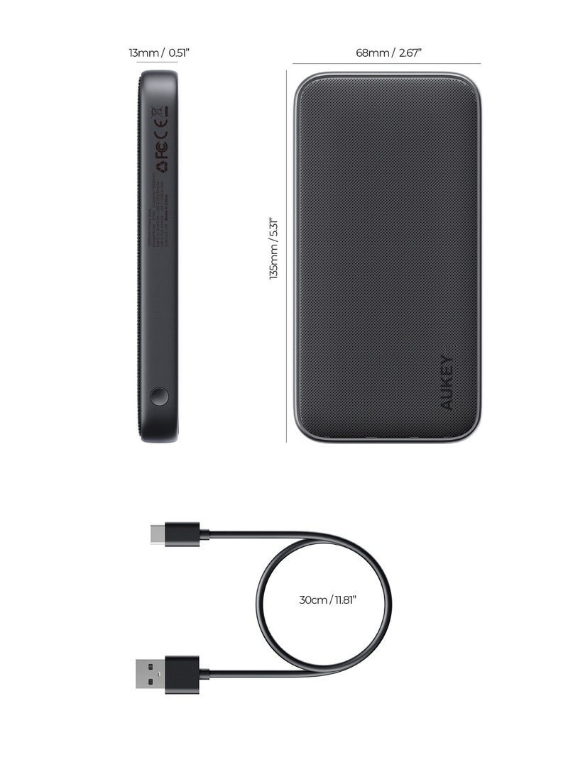 Aukey 10000 mAh Power Bank With 15W Fast Charging Gray - Image 5