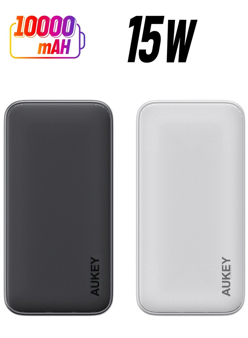 Aukey 10000 mAh Power Bank With 15W Fast Charging Gray - Image 1