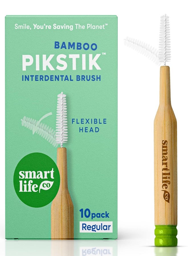 SmartLifeco Bamboo Interdental Brushes (10 Count) - Eco-Friendly Reusable Dental Picks, Flexible Soft Bristles, Superior Gum & Teeth Cleaning, Toothpicks for Braces, PikStik - Regular - Image 1