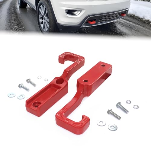 DEWHONETE Front Tow Hook Compatible with 2015-2023 Jeep Grand Cherokee Accessories, Red Towing Hooks 2Pcs - Image 1