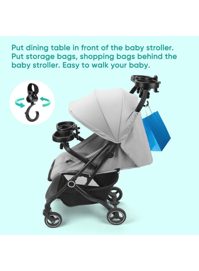 NANAO 4 in 1 Pram Cup Holder Universal, Pram Snack Tray, Removable Stroller Cup Holder, Stroller Snack Tray, Phone Holder, 360 Degree Rotation for Pram, Pushchair - Image 4
