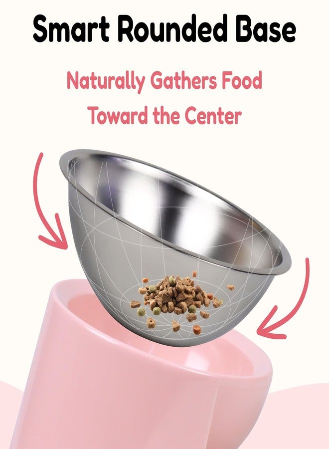 Tafelf Tilted Dog Bowl for Flat-Faced & Senior Dogs, 15° Slanted Stainless Steel Dog Food Bowl, Elevated Pet Feeder for Small & Medium Dogs, Comfortable Eating Design (Pink, M (420 ML / 1.5 Cups)) - Image 4