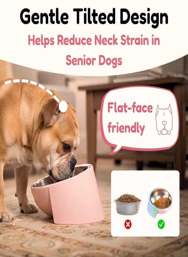 Tafelf Tilted Dog Bowl for Flat-Faced & Senior Dogs, 15° Slanted Stainless Steel Dog Food Bowl, Elevated Pet Feeder for Small & Medium Dogs, Comfortable Eating Design (Pink, M (420 ML / 1.5 Cups)) - Image 3