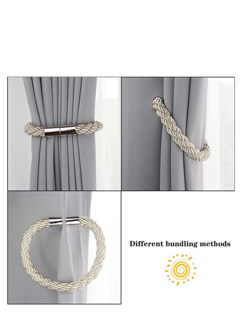 SOLARAE No Tools Required, Strong Magnetic Curtain Tiebacks Decorative Rope Holdbacks Convenient Ties Backs for Thin or Thick Window Draperies No Tools Required, Decorative Curtain Holdbacks - Image 3