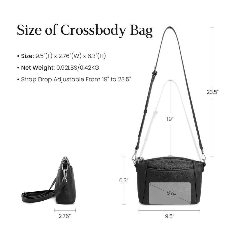 befen Black Genuine Leather Small Crossbody Bags for Women Anti-Theft Cross Body Purse Handbags with RFID Blocking Card Slots Daily & Travel - Image 5
