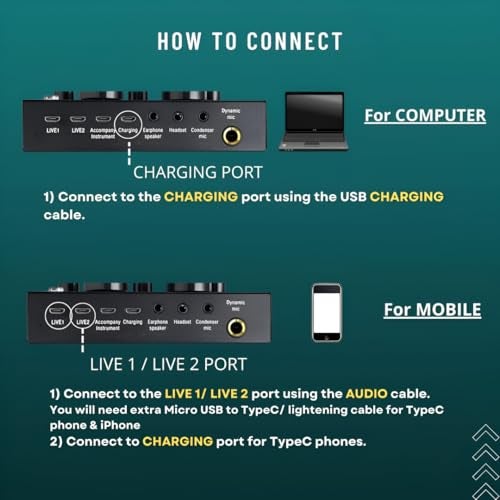 Powerpak V8 Portable Audio Mixer Interface, Bluetooth Sound Card for Live Streaming, Recording, Podcast,Voice Change/Karaoke/Gaming/Singing with Sound Effects, 3.5mm Mic Jack for Guitar - Image 2
