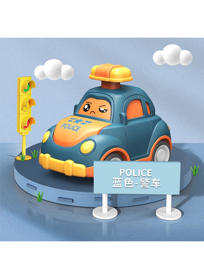 Arabest Cartoon Cap Car Toy Inertia Powered Kids Gift 686P-16 [blue] Press inertia small police car