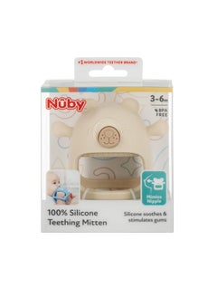 Nuby Nuby Silicone Wrist Teething Mitten - Baby Teether Ring - 3+ Months - Brown Bear  - Image 4