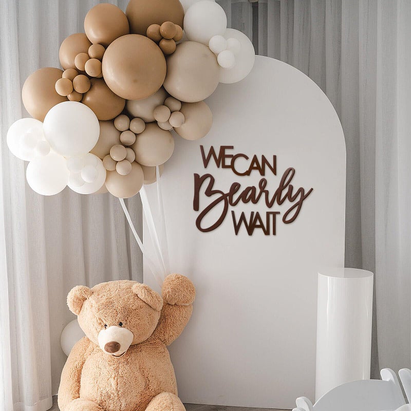 MASTRON We Can Bearly Wait Sign for Backdrop - Teddy Bear Themed Baby Party Banner Boy Girl Baby Shower Gender Reveal 1st Birthday Felt Letter Wall Decor Photography Background - Brown - Image 5