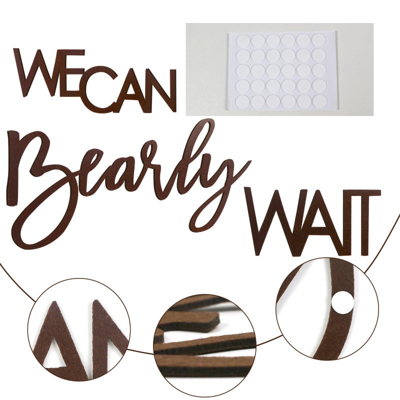 MASTRON We Can Bearly Wait Sign for Backdrop - Teddy Bear Themed Baby Party Banner Boy Girl Baby Shower Gender Reveal 1st Birthday Felt Letter Wall Decor Photography Background - Brown - Image 4