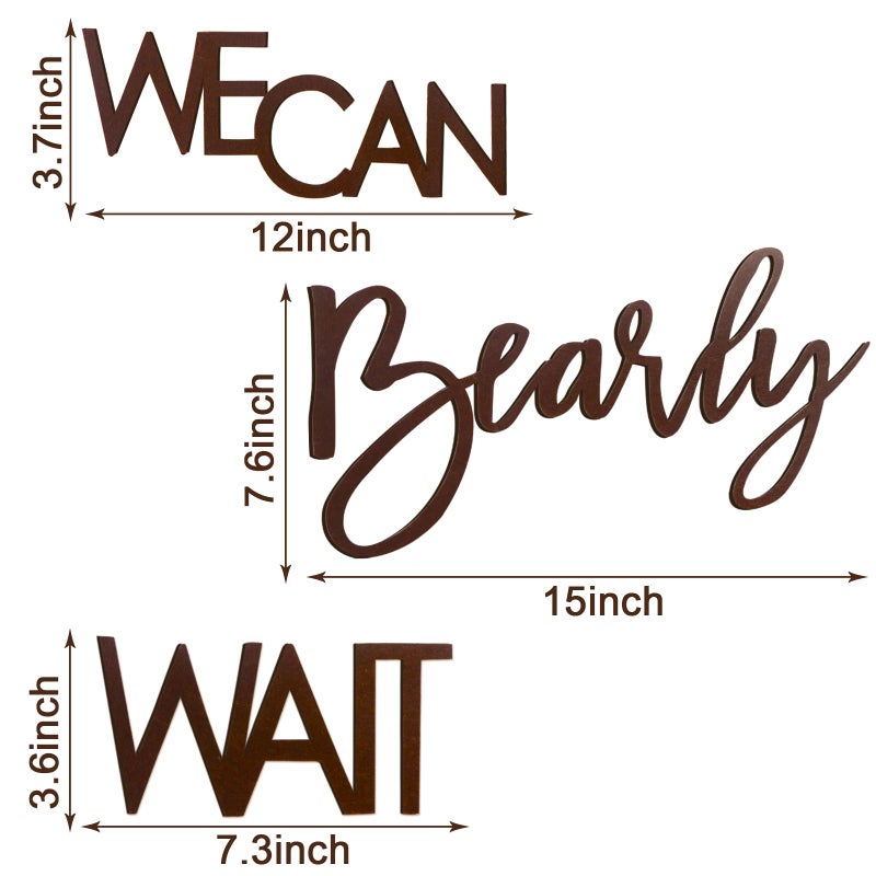 MASTRON We Can Bearly Wait Sign for Backdrop - Teddy Bear Themed Baby Party Banner Boy Girl Baby Shower Gender Reveal 1st Birthday Felt Letter Wall Decor Photography Background - Brown - Image 2