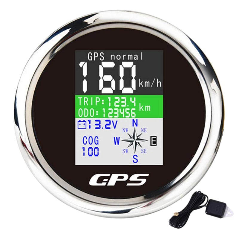 KAOLALI Digital GPS Speedometer Gauge Waterproof Shipped from USA COG ODO Trip Voltmeter Auto Gauge Meter 932V for Boat Car Truck Motorcycle Black Silver 85MM 334