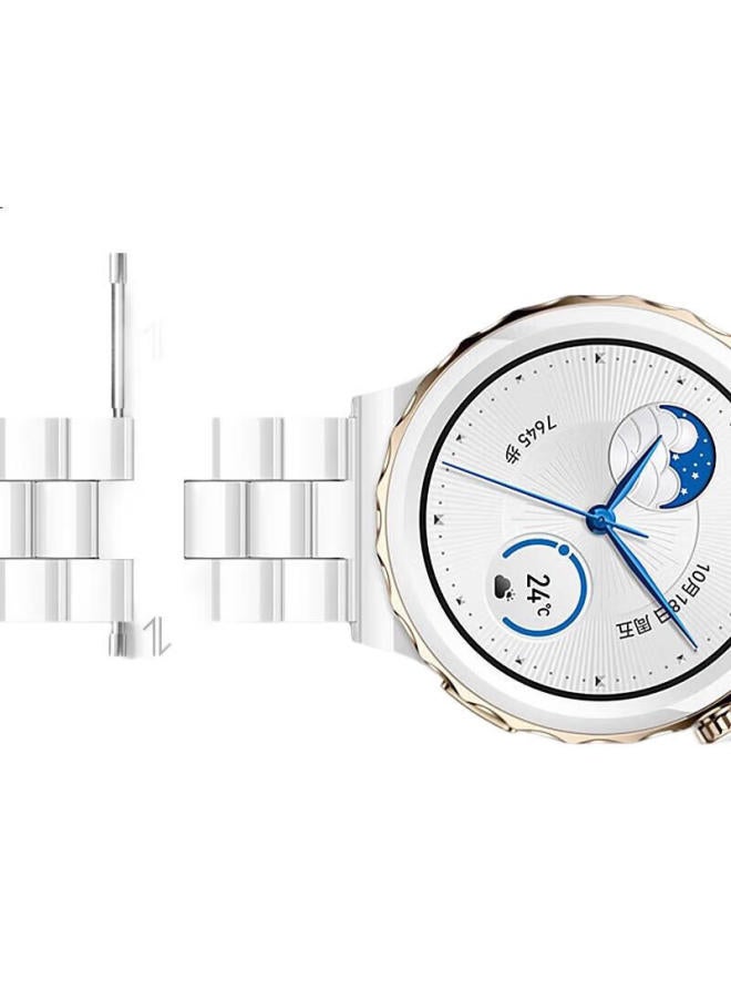 watchbond Compatible With Huawei Watch Gt3 Pro White Ceramic Strap Gt3 | Gt2 Women'S 42 | 43Mm Business 20Mm Honor Magic2 Watch Strap Wristband - Image 2