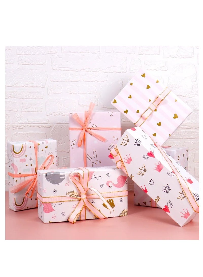 10 sheets New Ramadan Eid Birthday Gift Wrapping Paper Flower Package Paper with Golden Love Pattern - Image 3