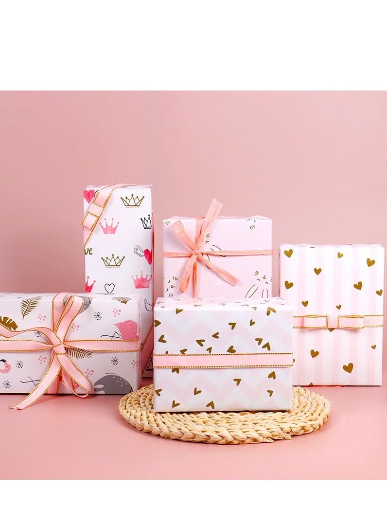 10 sheets New Ramadan Eid Birthday Gift Wrapping Paper Flower Package Paper with Golden Love Pattern - Image 4