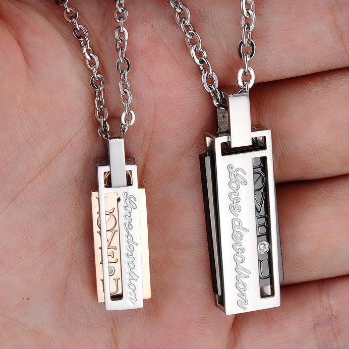 Japanese And Korean Fashion Simple Men And Women Stainless Steel Pendant Jewelry Personalized All-Match Titanium Steel Couple Necklace Jewelry - Image 2