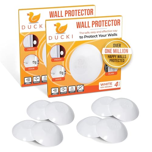 Ducki Door Stop Wall Protectors, 8 Pack White, Self Adhesive Reusable Solution for Stopping Wall Damage & Noise from Doors, Refrigerators, & in Your Home or Office, Durable Shock Absorbent & Discreet - Image 1