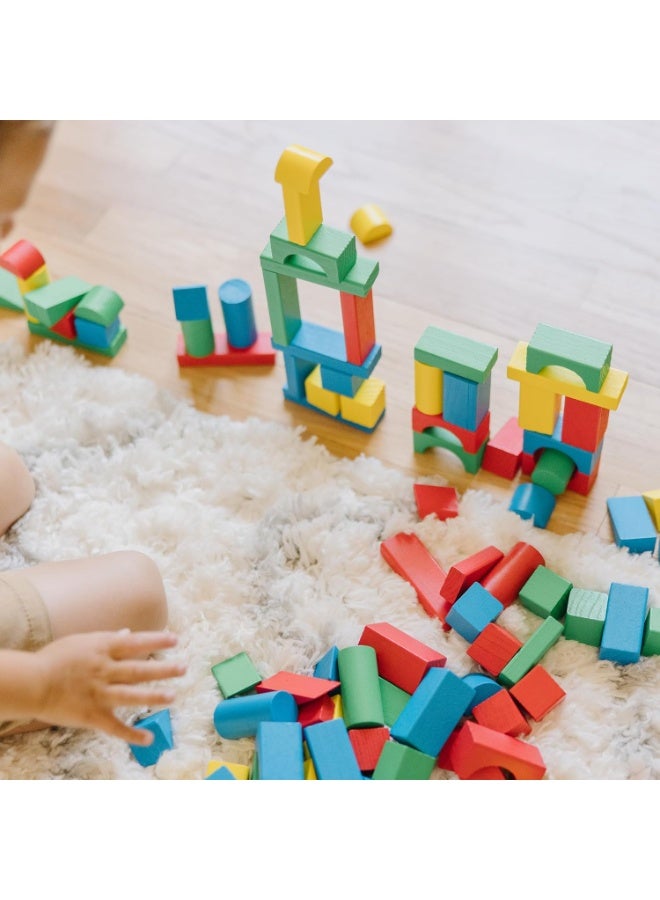 melissa Wooden Building Blocks Set - 100 In 4 Colors And 9 Shapes - Image 2