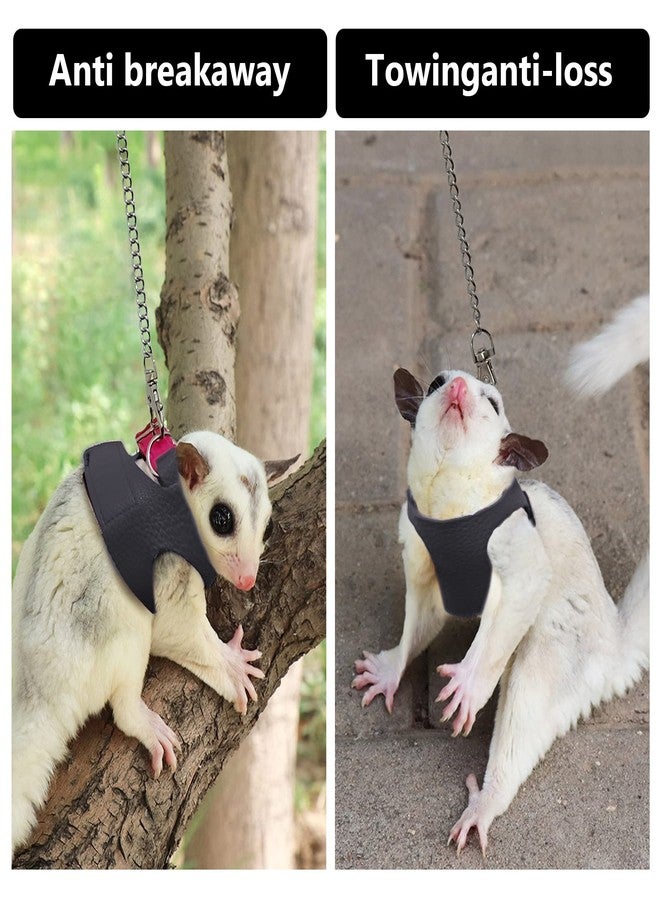 La La Pet® Adjustable Retractable Sugar Glider Harness and Leash Set Small Animal Harness and Leash Set Hamster Harness and Leash Set with Metal Chain for Outdoor Activities Red, L - Image 2