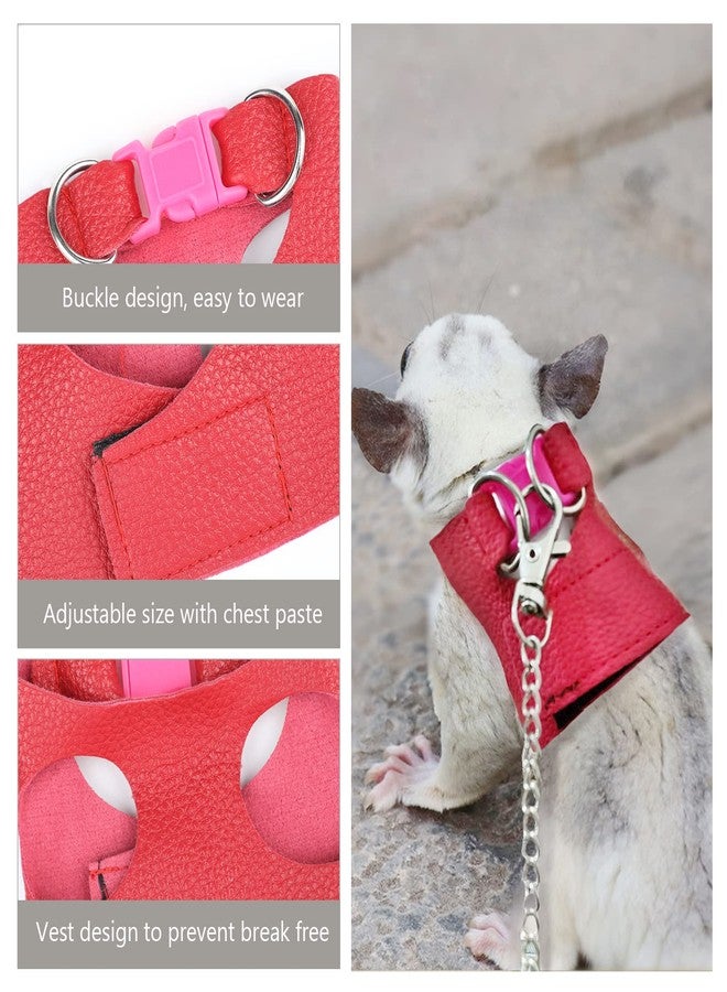 La La Pet® Adjustable Retractable Sugar Glider Harness and Leash Set Small Animal Harness and Leash Set Hamster Harness and Leash Set with Metal Chain for Outdoor Activities Red, L - Image 3