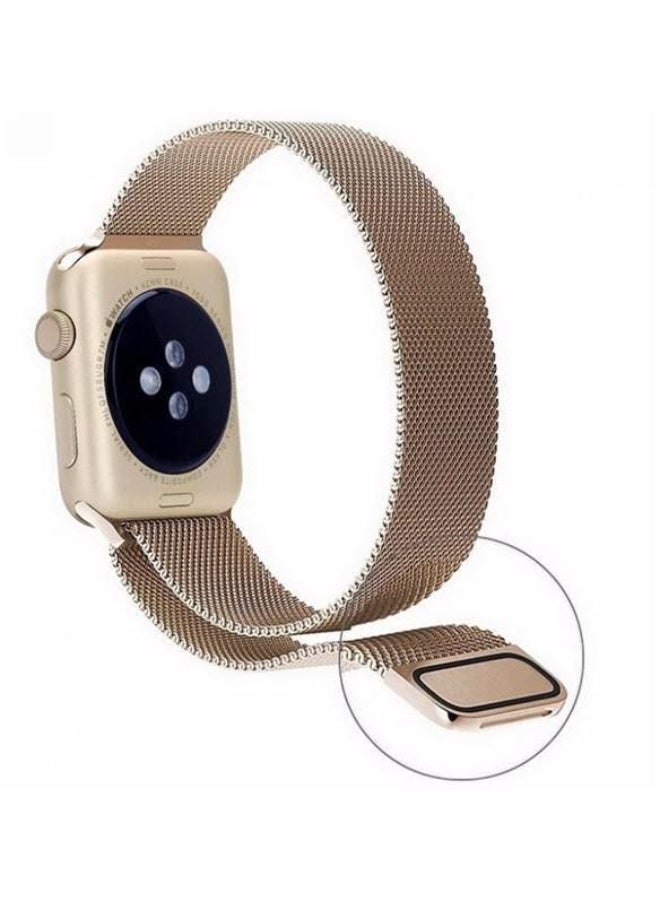 سوار مغناطيسي من الفولاذ المقاوم للصدأ لساعة آبل 46 مم، سلسلة 11 - ذهبي وردي - Image 3