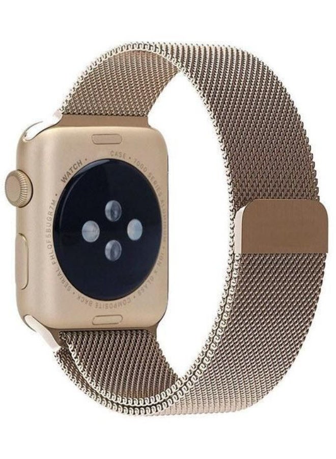 سوار مغناطيسي من الفولاذ المقاوم للصدأ لساعة آبل 46 مم، سلسلة 11 - ذهبي وردي - Image 1