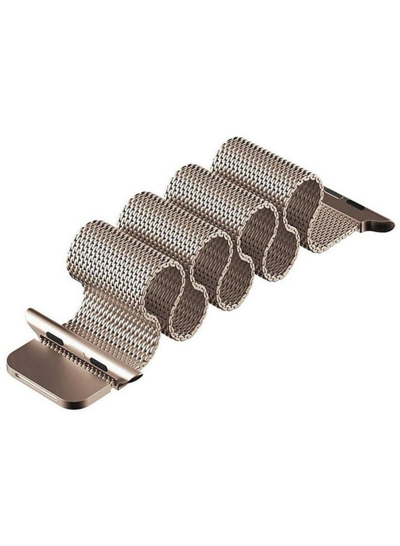 سوار مغناطيسي من الفولاذ المقاوم للصدأ لساعة آبل 46 مم، سلسلة 11 - ذهبي وردي - Image 2