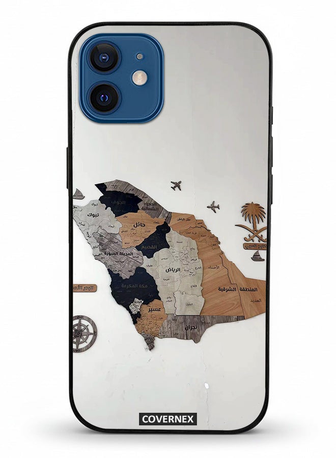 Covernex Apple iPhone 12 Protective Case Cover Printed Featuring Saudi Arabia Regional Map - Image 2