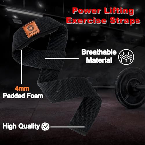 FITPUT Premium Black Wrist Support Straps for Weight Lifting Non Slip Strong Hand Grip for Gym Powerlifting Wrist Support Wraps for Deadlifts Wrist Support for Gym Workout Wrist Brace for Men Fitness - Image 4