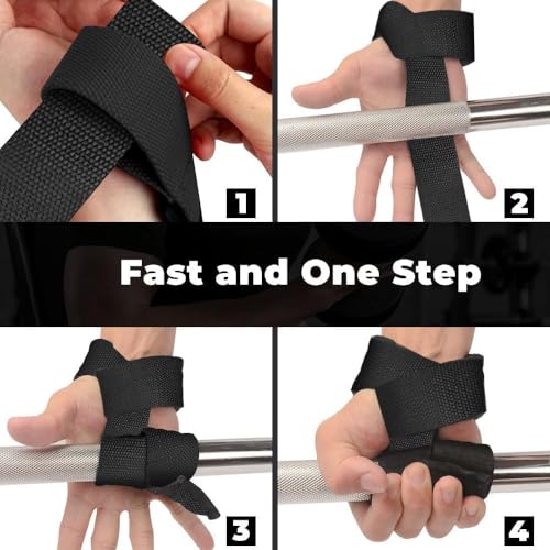 FITPUT Premium Black Wrist Support Straps for Weight Lifting Non Slip Strong Hand Grip for Gym Powerlifting Wrist Support Wraps for Deadlifts Wrist Support for Gym Workout Wrist Brace for Men Fitness - Image 2