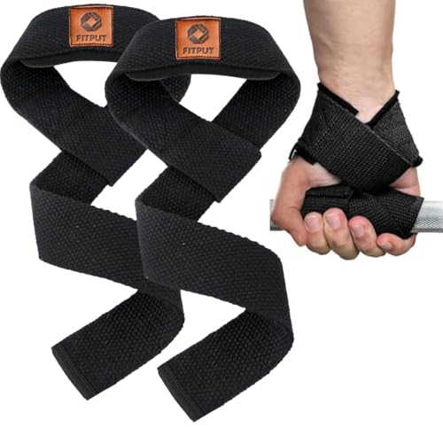FITPUT Premium Black Wrist Support Straps for Weight Lifting Non Slip Strong Hand Grip for Gym Powerlifting Wrist Support Wraps for Deadlifts Wrist Support for Gym Workout Wrist Brace for Men Fitness - Image 1
