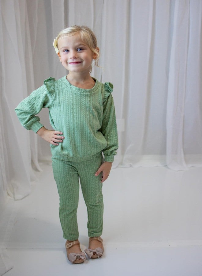 Arshiner Baby Girl 2PCS Clothes Solid Tracksuit Ribbed Pullover Sweater Shirt and Sweatpants Set Infant Outfit 12 18 24Months - Image 4