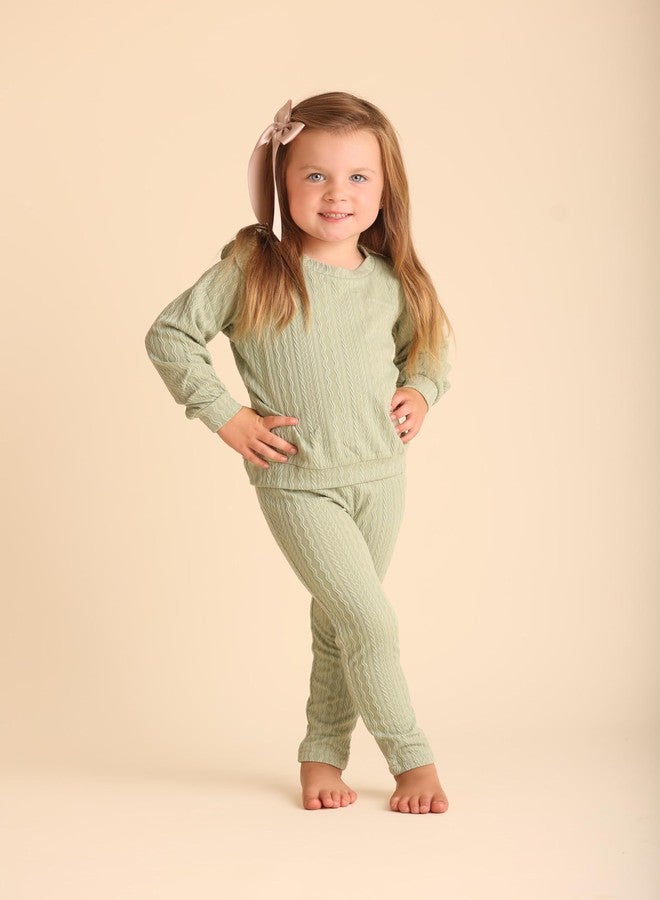 Arshiner Baby Girl 2PCS Clothes Solid Tracksuit Ribbed Pullover Sweater Shirt and Sweatpants Set Infant Outfit 12 18 24Months - Image 3