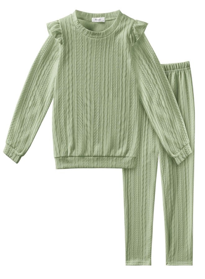 Arshiner Baby Girl 2PCS Clothes Solid Tracksuit Ribbed Pullover Sweater Shirt and Sweatpants Set Infant Outfit 12 18 24Months - Image 1