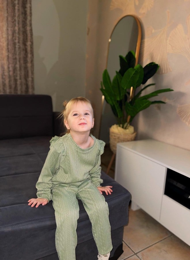 Arshiner Baby Girl 2PCS Clothes Solid Tracksuit Ribbed Pullover Sweater Shirt and Sweatpants Set Infant Outfit 12 18 24Months - Image 5