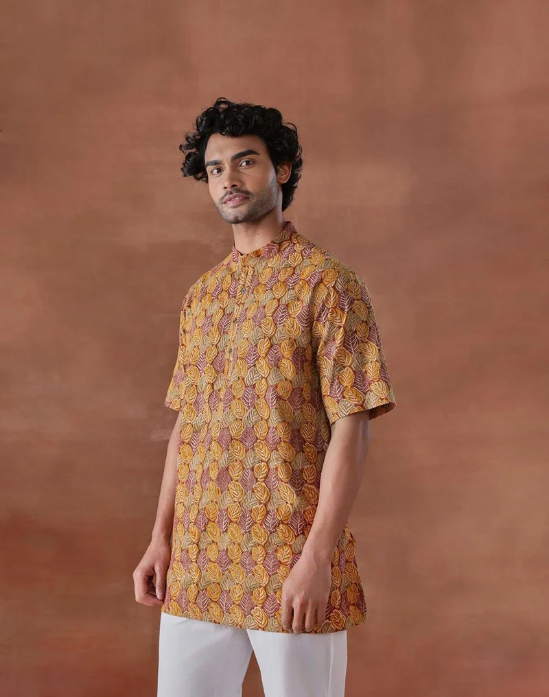 Fabindia  Multi Cotton Kalamkari Printed Short Kurta for Men | Best Price UAE